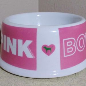 Pink Victoria's Secret Vintage Rare HTF Ceramic Hearts Dog Bow Wow Dog Bowl Dish